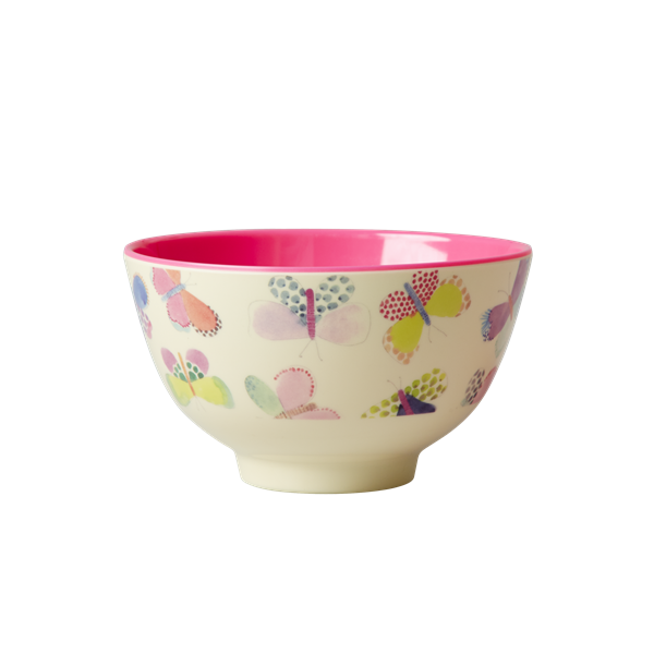 Rice, melaminbolle med sommerfuglprint, liten