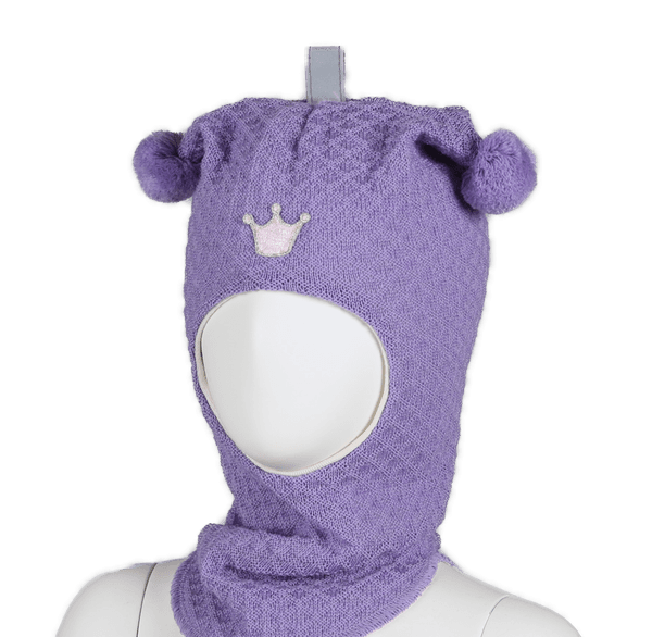 Kivat, lavendel hettelue i ull med prinsessekrone